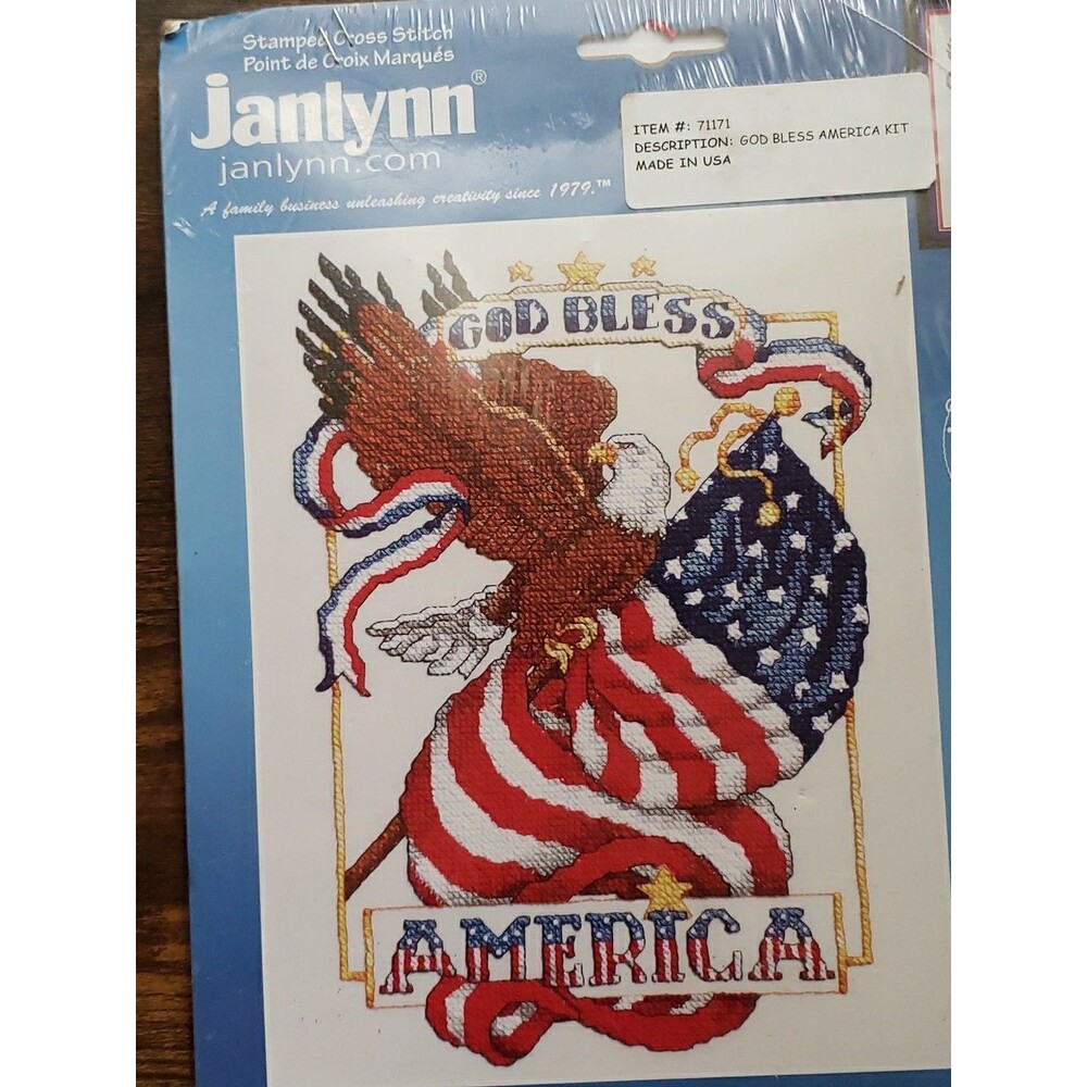 Janlynn GOD BLESS AMERICA Counted Cross Stitch Kit # 023-NEW 10” X 13” - Picture 2 of 5